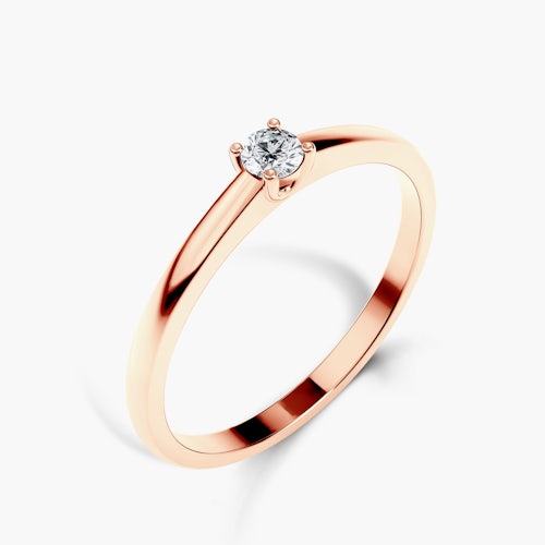 Pierścionek zaręczynowy SAVICKI: różowe złoto, diament